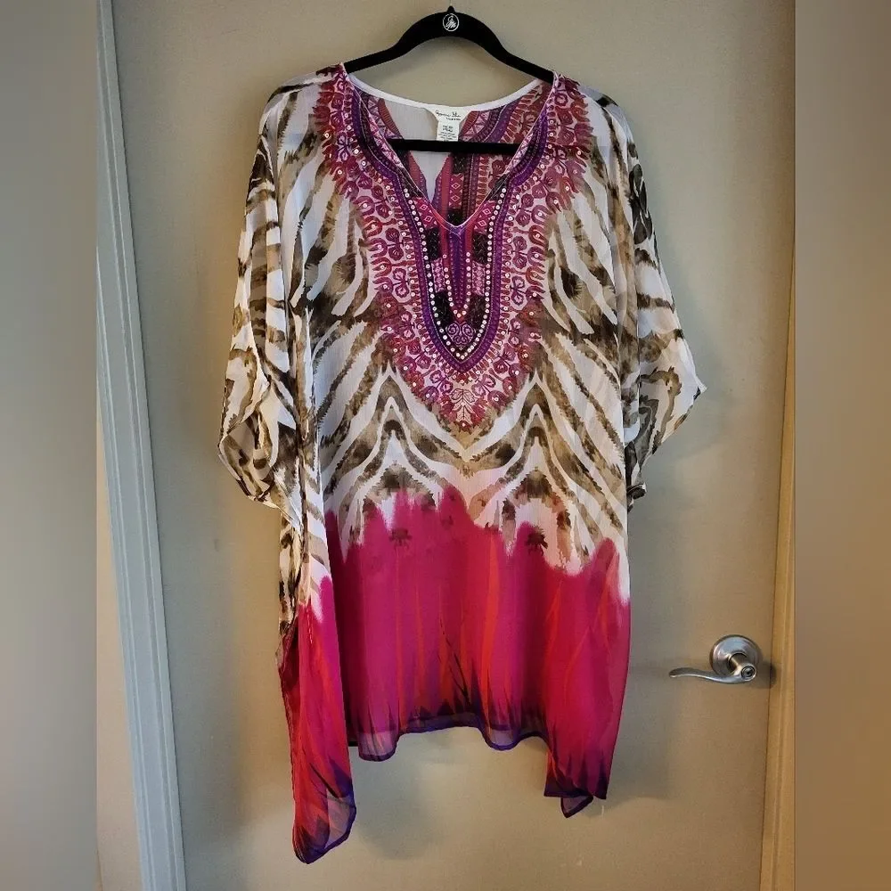 Gypsie Blu Embellished Boho Kaftan Tunic – One Size